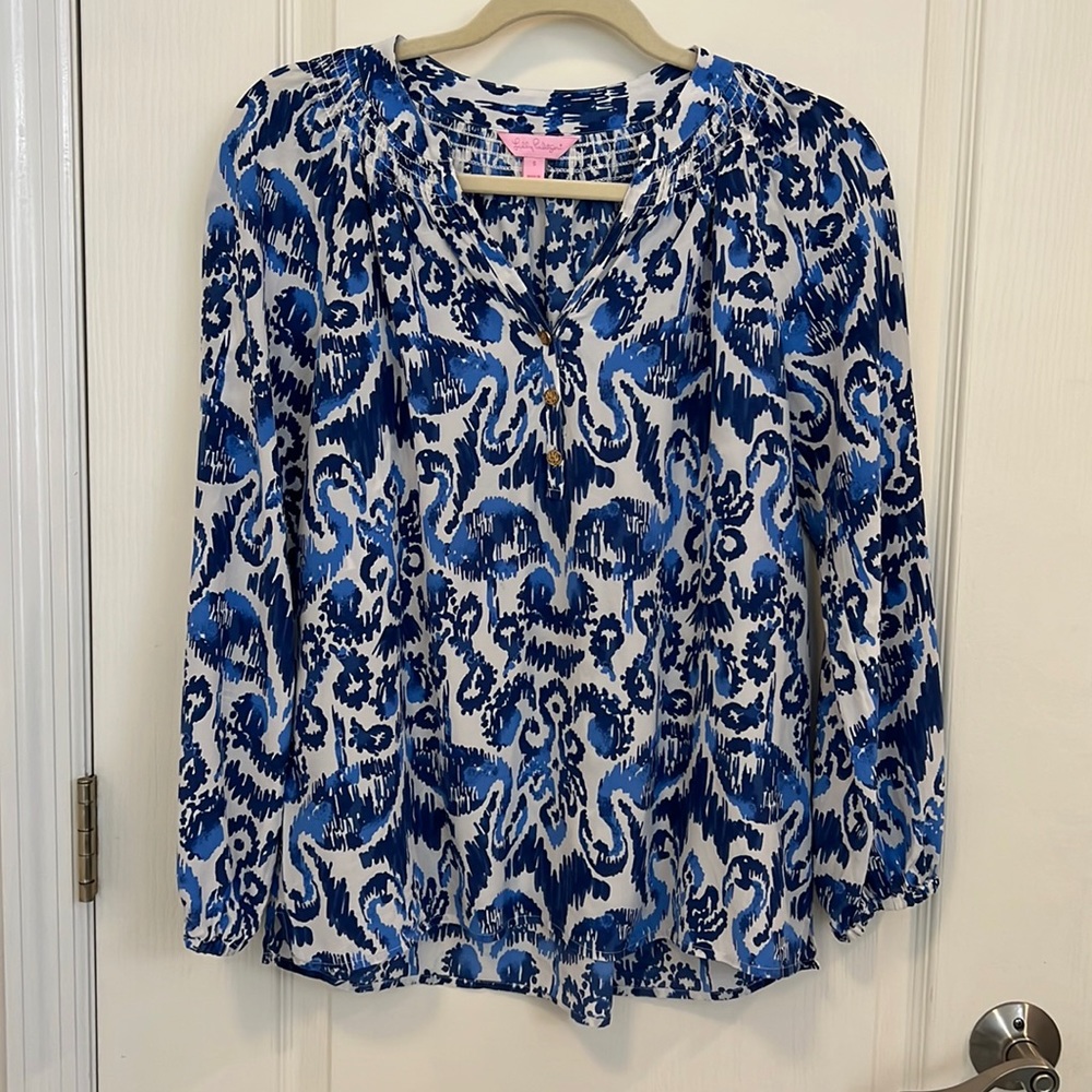 Lilly Pulitzer Silk Elsa Top, Beach Bathers, Small